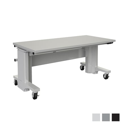 Bostontec Heavy Duty Electric Height Adjust Workbench, 30"d X 60"w, 1,200 lb cap, Laminate Top w/Casters, Gray PBH3060-FD30I-3M3060 - G